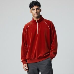 Vintage 70s Montgomery Ward Velour half-zip Sweatshirt